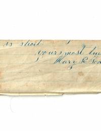Mary R Todd Letter Fragment 2 to Samuel M Stevens