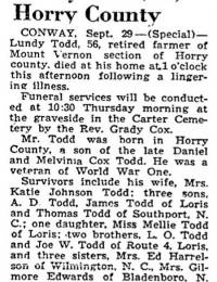 Lundy Todd Obit.