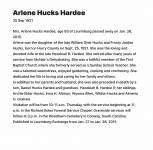Arlene Hucks Hardee Obituary