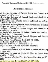 Braintree Records - William Hayward 1659 death