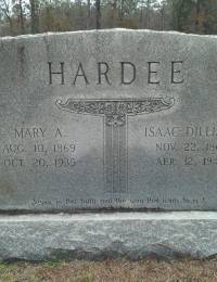 Isaac Dilliard and Mary A Hardee headstone