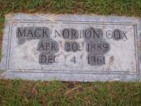 Mack Norton Cox Headstone