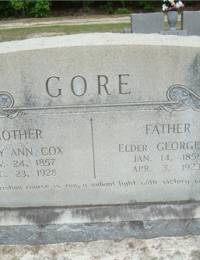George and Mary Ann Cox Gore headstone