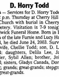 Donnie Horry Todd Obit.