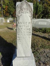 Annie P King 1866-1925 headstone