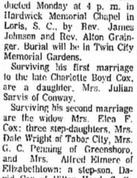 George W Cox Obit.