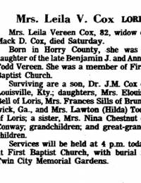 Leila Vereen Obit.