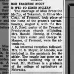 Marriage Announcement for Ernestine McCoy