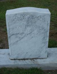 Findagrave Lizzie Hardwick Page