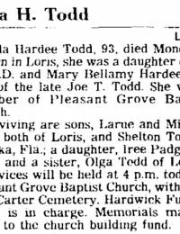 Leila Hardee Obit.