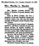 Martha Lezettie Hardee obituary