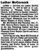 Luther M McCormick Obit.