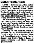 Luther M McCormick Obit.