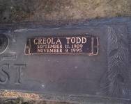 Creola Todd West headstone
