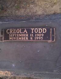 Creola Todd West headstone