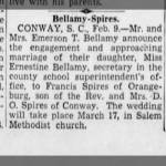 Bellamy-Spires marriage announcement 1946