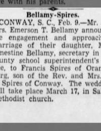 Bellamy-Spires marriage announcement 1946