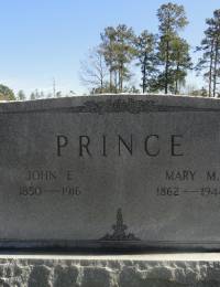 John Edward and Mary M Prince headstone