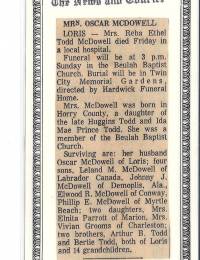 Reba Todd McDowell Obituary