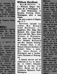 Obituary for William Edgar Hardison (Aged 90)