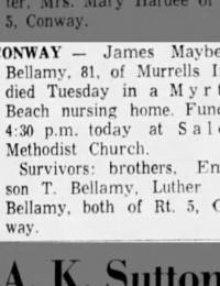 Obituary for James Mayberry Bellamy (Aged 81)