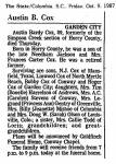 Austin Bardy Cox obituary