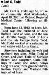 Carl George Todd Obit.