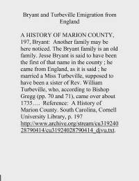 Bryant and Turbeville Emigration from England