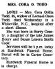 Cora Orilla Todd Obit.