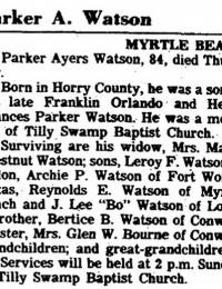 Parker A Watson Obit.