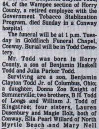 Benajmin Clayton Todd obituary
