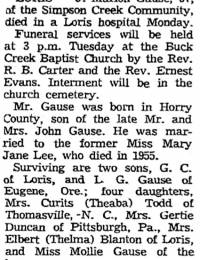 Joseph Marion Gause Obit.