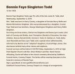 Bonnie Faye Singleton Todd Obituary