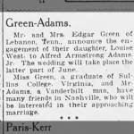 Marriage of Green / Adams