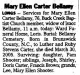 Mary Ellen Carter Obit.
