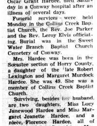 Lucy Hardee obituary