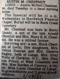 Austin M Chestnut obituary