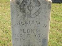 William H Long 1833 - 1918 Bellamy Cemetery