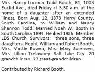 Obituary of Nancy (Todd) Booth