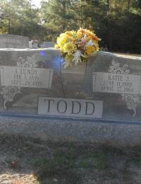 I. Lundy Todd and Katie J. Todd --- Headstone