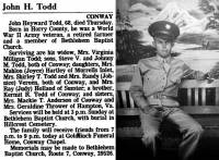 John Heyward Todd Obit.