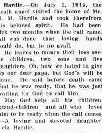 George M Hardie 1915 Obituary