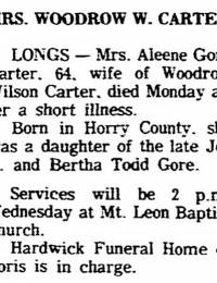 Aleene Gore Obit.