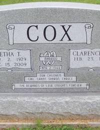 Clarence and Betha Cox headstone