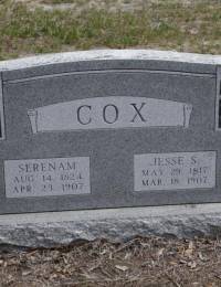 Jesse Samuel Cox &amp; Wife Ruth Serena Matessa Butler Headstone