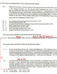 Excerpt from Carl Gause book listing John Julius Gause Children, with corrections based on later data.