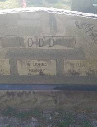 Perry Davis Todd and Ola C Todd headstone