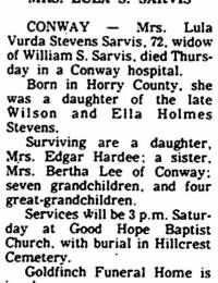 Lula Vurda Stevens Obit.