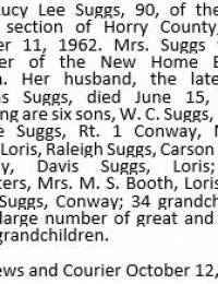Lucy Lee Suggs obituary