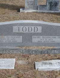 Mary E. Patterson Todd and Daniel W. Todd -- Headstone